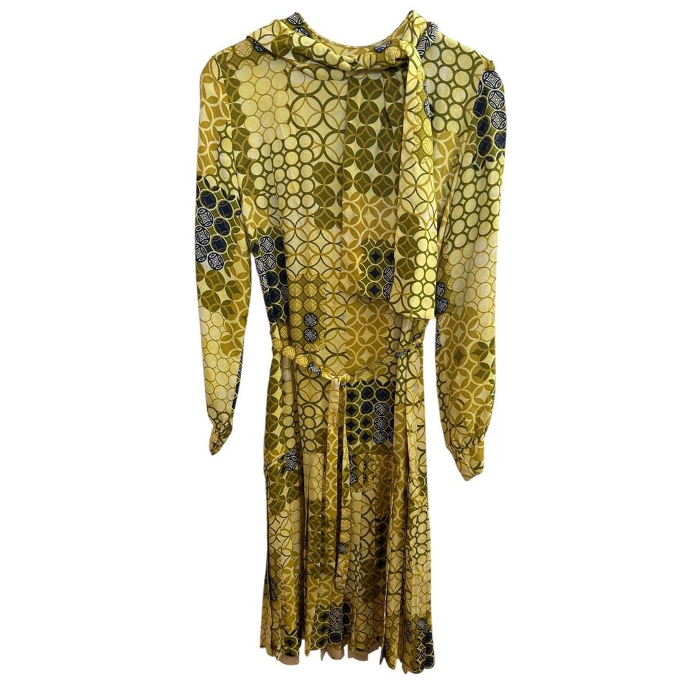 1960s Mod Geometric Print Dress with Scarf & Belt - Picture 6 of 10